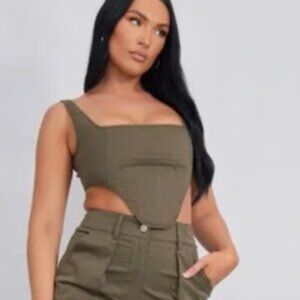 Pretty Little Things Twill Dip Hem Structured Cargo Corset